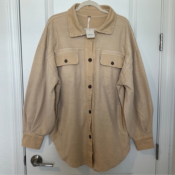 Free People Ruby Oversized Shacket Mustard Seed NWT - Picture 4 of 12